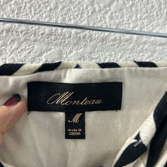 Monteau Chevron Striped Black and White Blouse - Picture 4 of 9